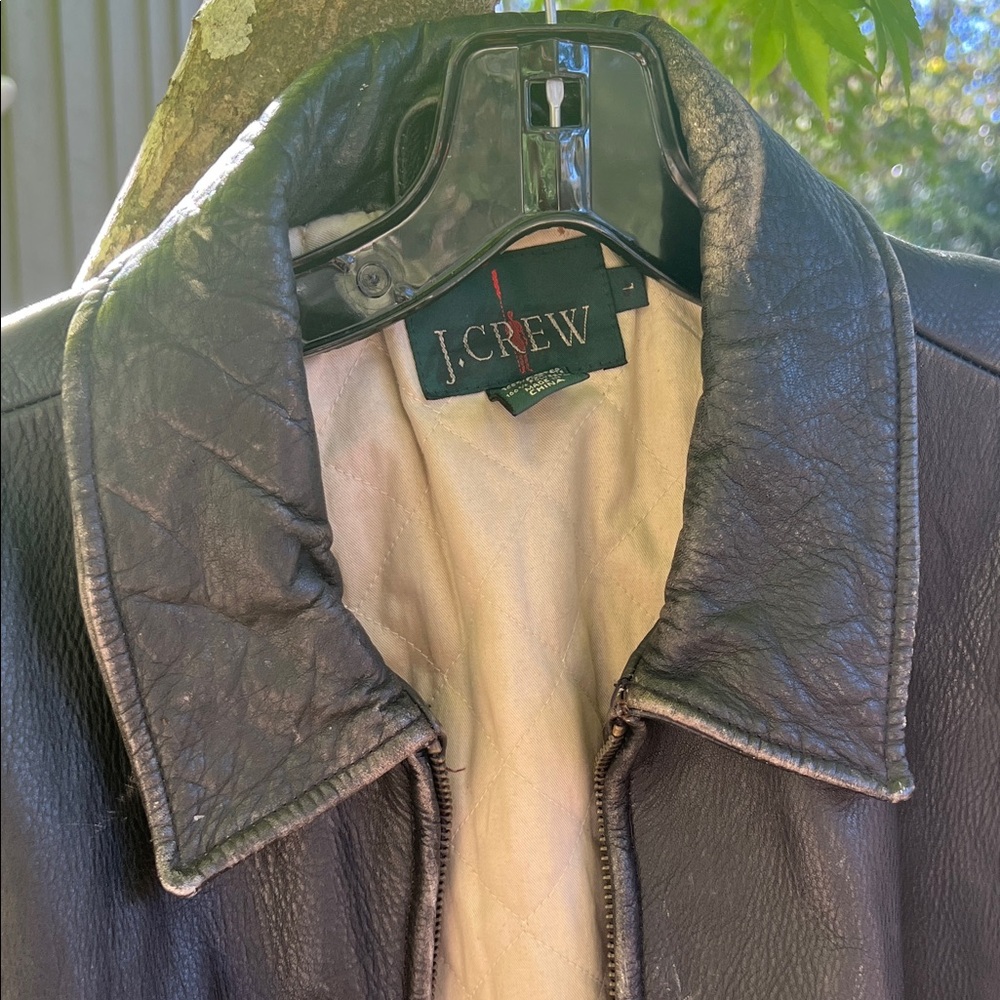 J. Crew Dark Leather Bomber Jacket
